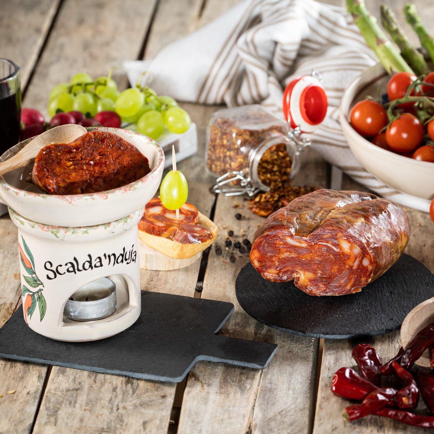 Box scaldanduja di terracotta + 'nduja 250 g