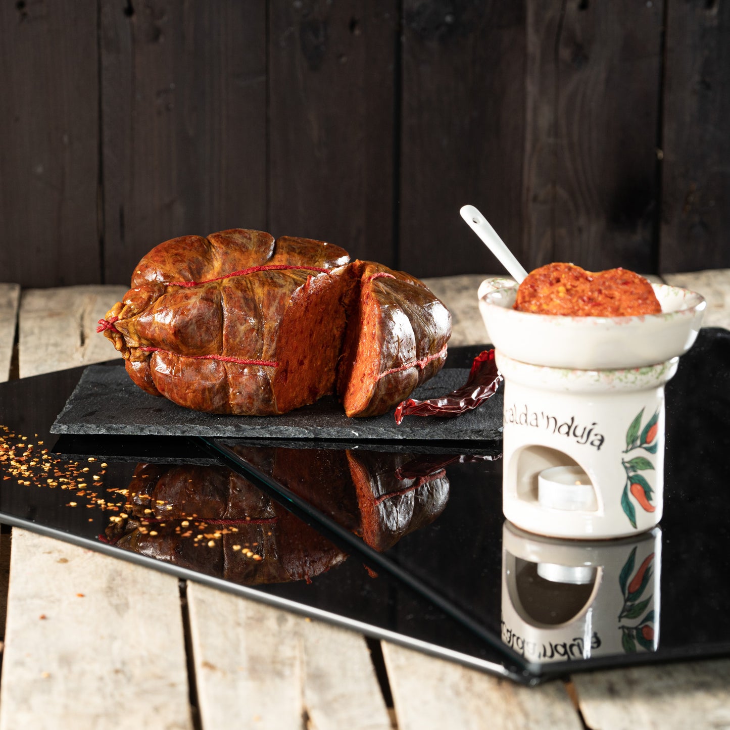 Box scaldanduja di terracotta + 'nduja 250 g